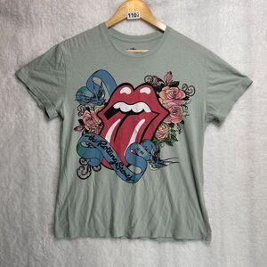 The Rolling Stones Women’s Graphic M Tongue Logo Floral 100% Cotton Band T-Shirt
